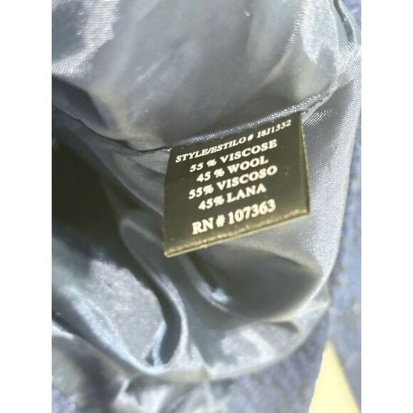 Solemio Womens Button Up Blazer‎ Jacket Collared Cropped Blue Viscose Wool Small - Picture 7 of 10